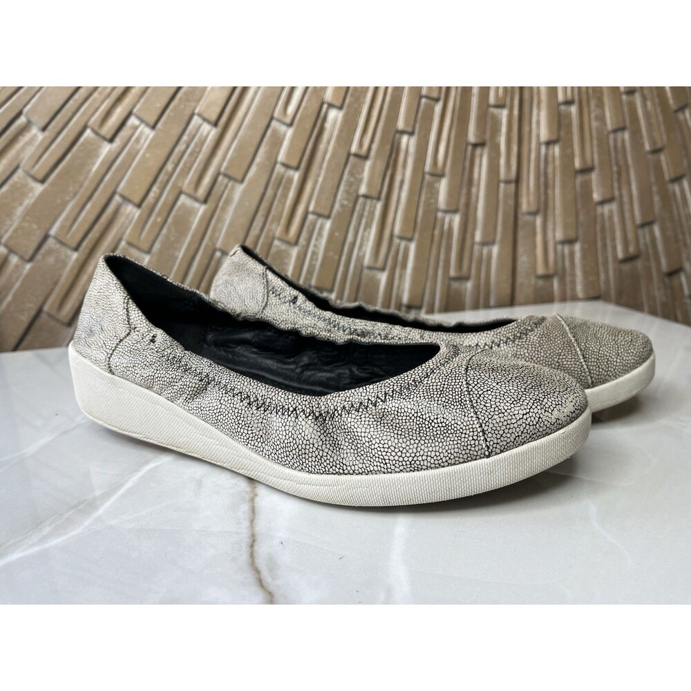 FITFLOP WOMEN LEATHER F- Pop BALLERINA FLATS Slip On Loafers SHOES SIZE 8